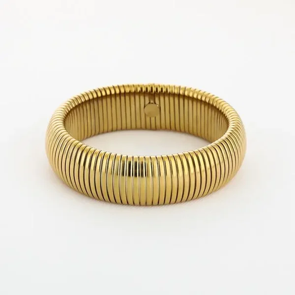 Dikke stainless steel armband goud