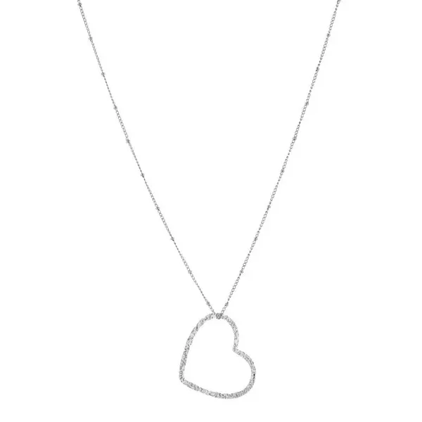 Lange ketting hart hanger zilver 80cm