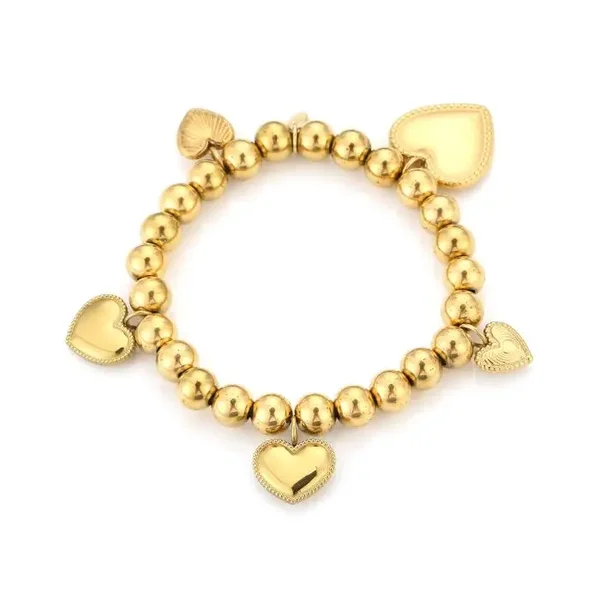 Bedel armband hartjes elastisch stainless steel