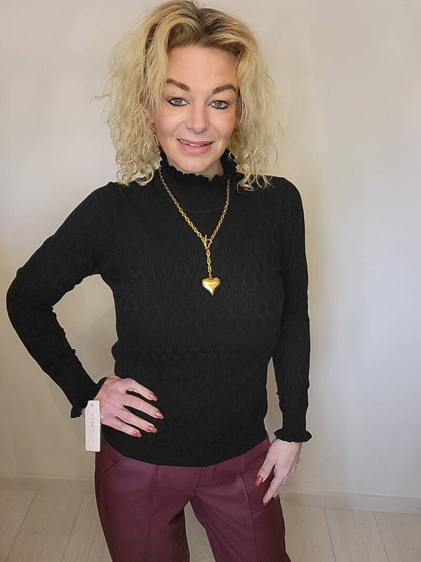 Knitwear col gewerkt zwart