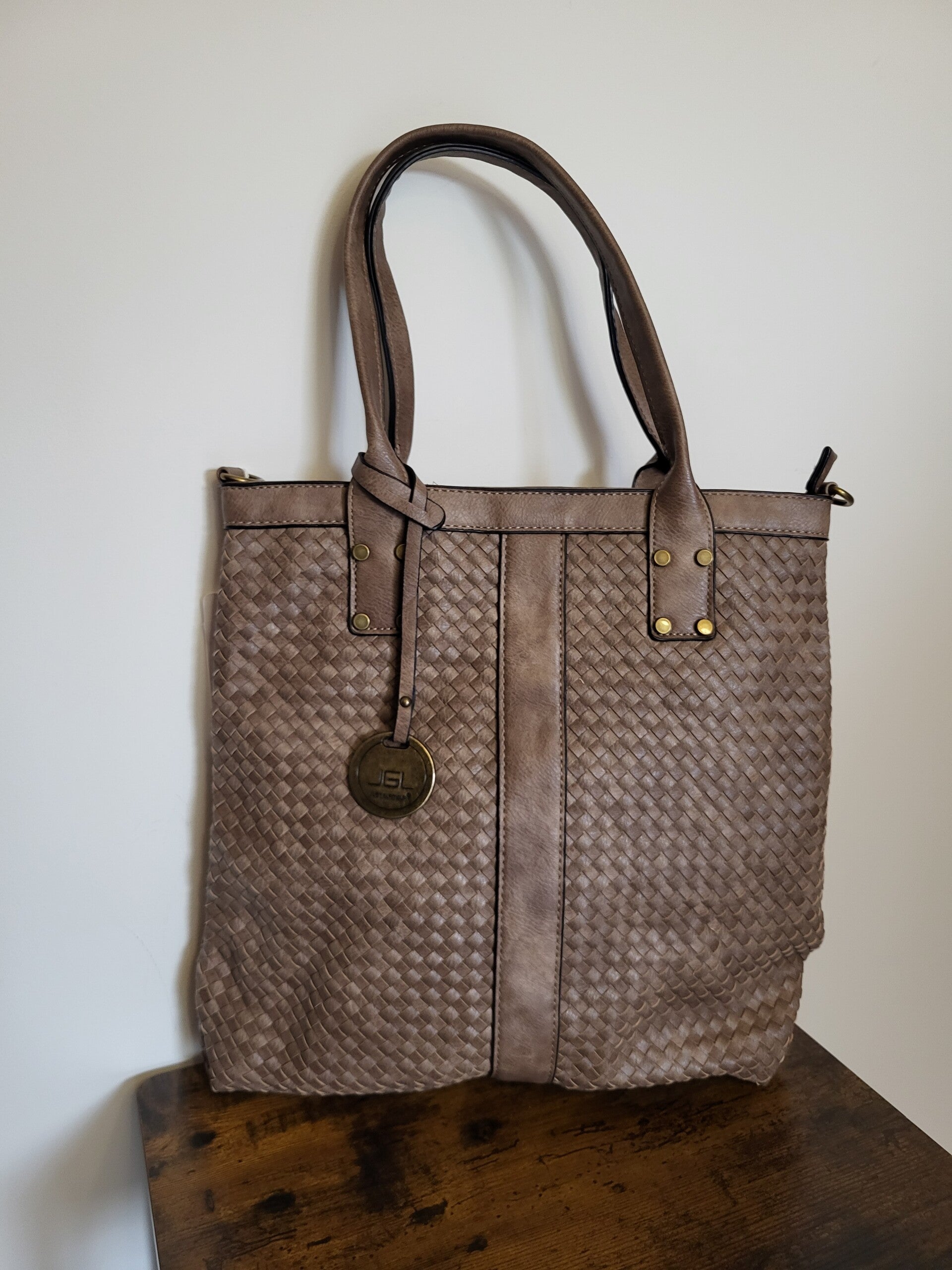 Gevlochten schoudertas/ handtas bruin