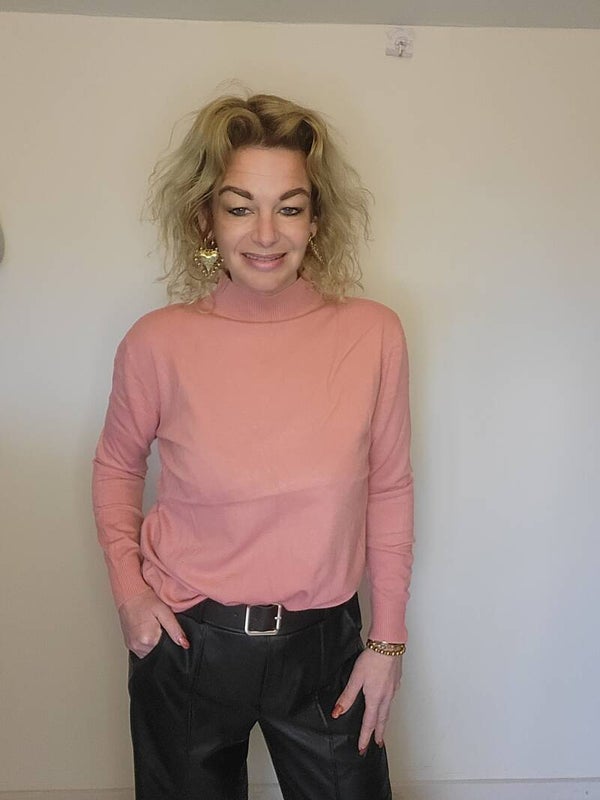 Basis shirtje halve col roze