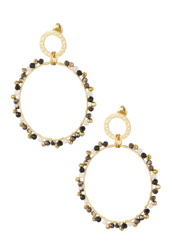 Oorbellen kralen goud grijs