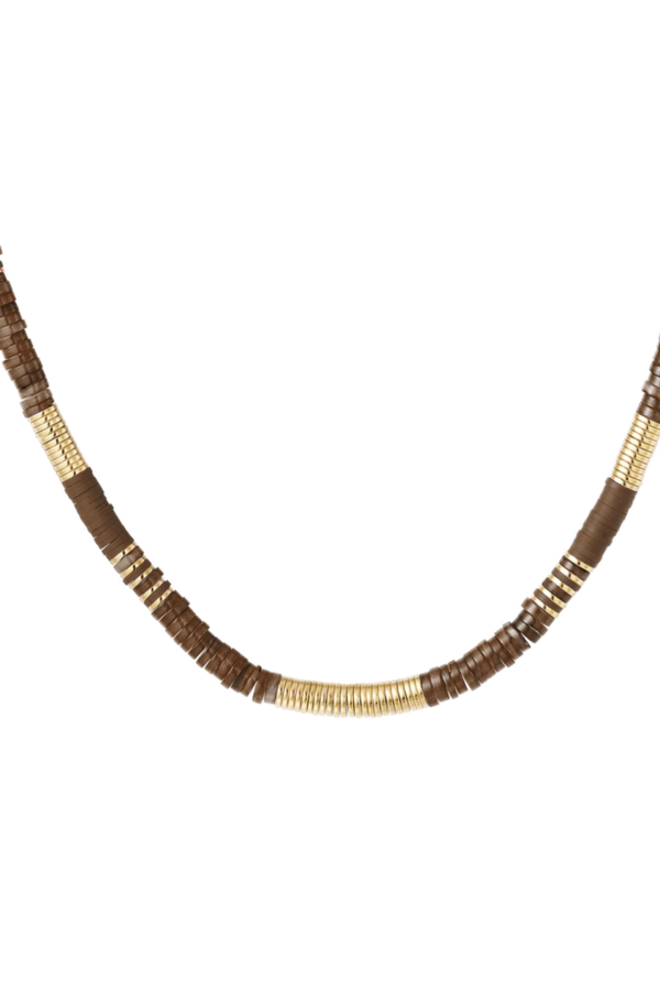 Kralen ketting stainless steel bruin