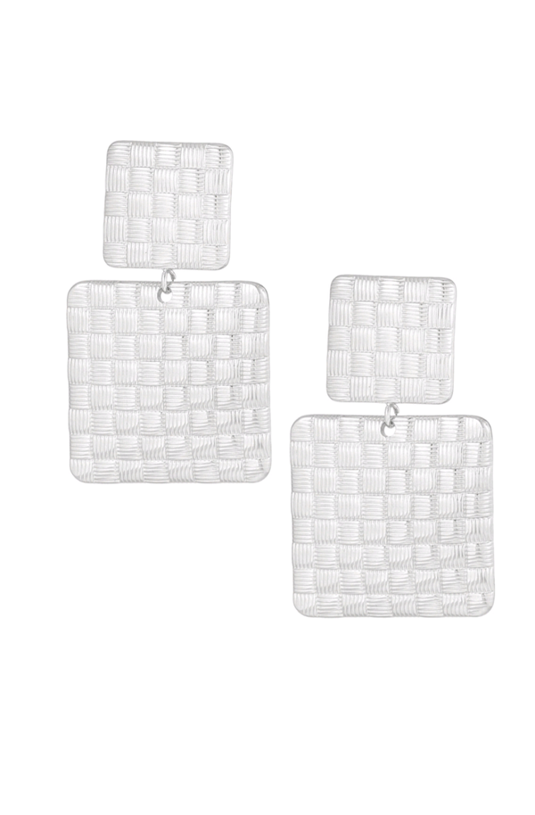 Block oorbellen stainless steel