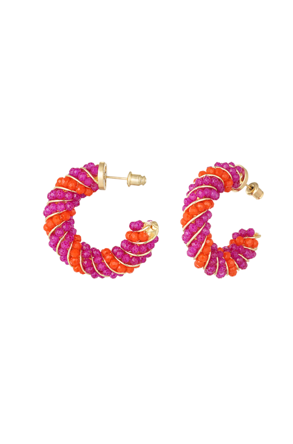 Twisted oorbellen roze oranje