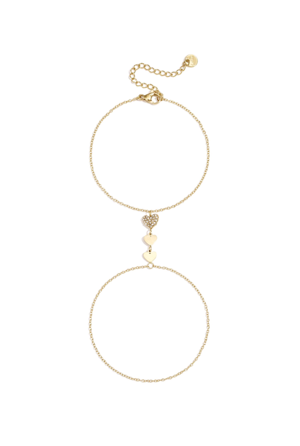 Handchain hartjes goud