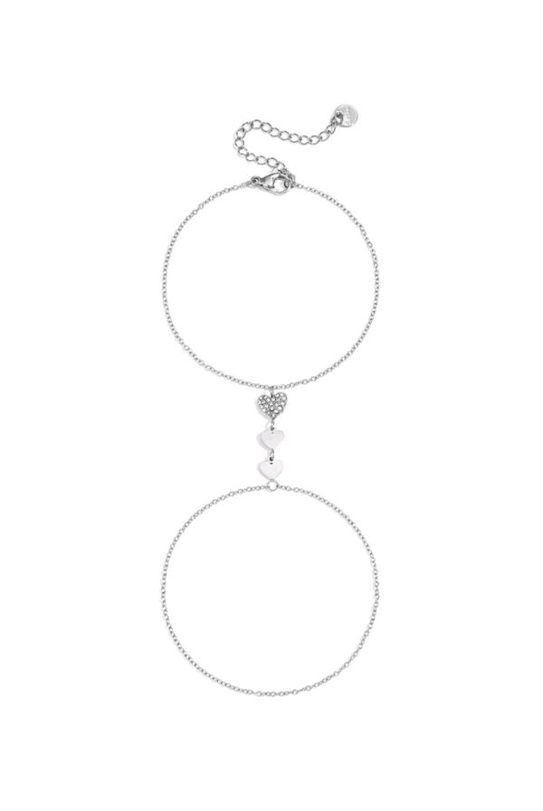 Handchain hartjes zilver