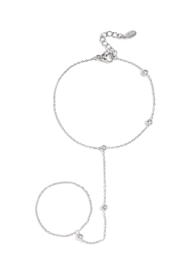 Handchain zilver strass