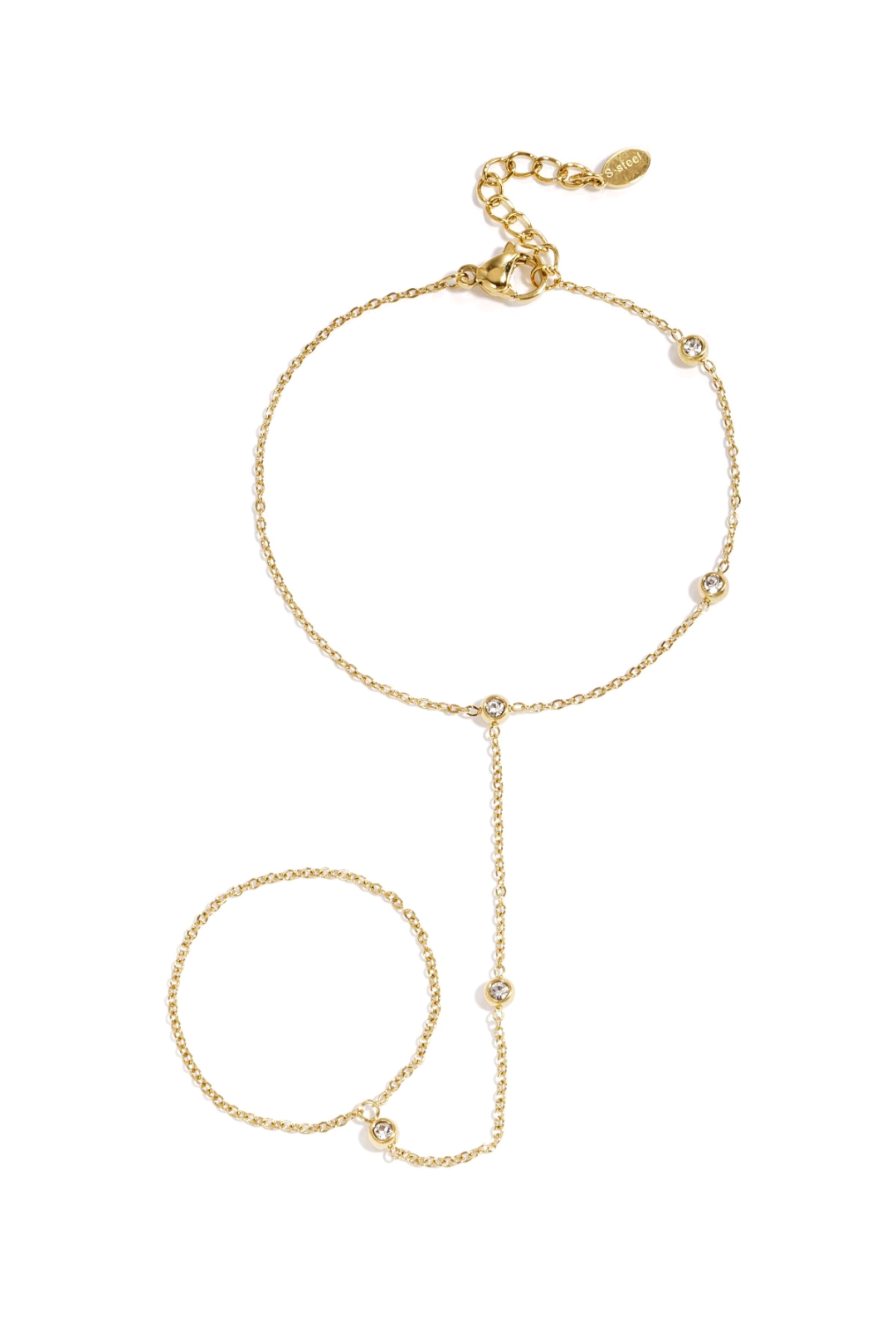 Handchain goud strass