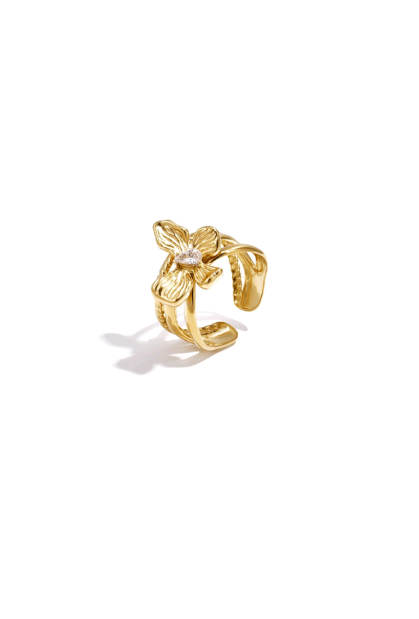 Ring bloem statement goud