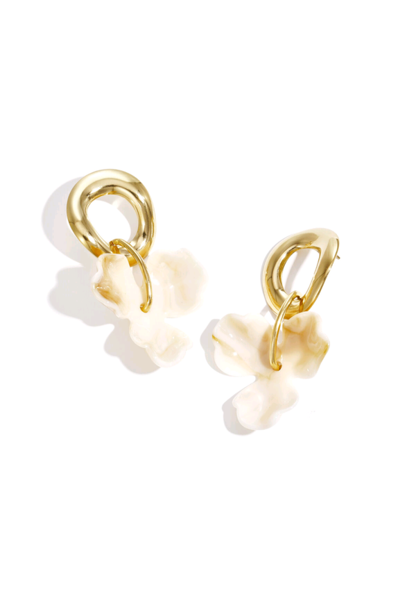 Bloem oorbel creme
