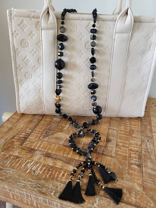 Lange ketting zwart hart