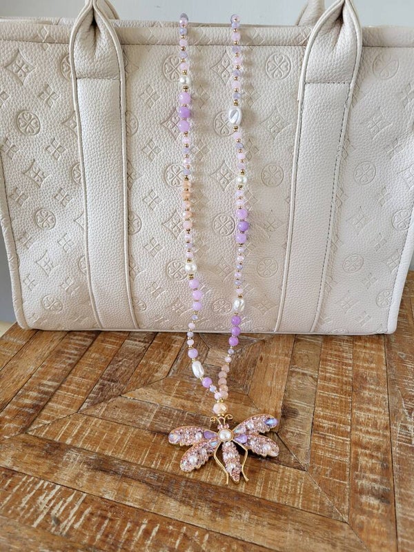 Lange ketting libelle paars