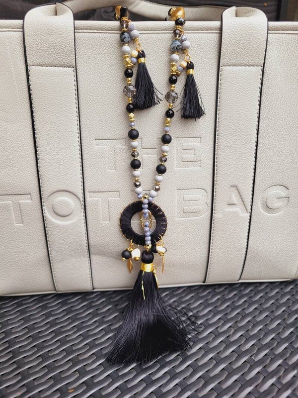Lange Ketting met Kralen en Tassel