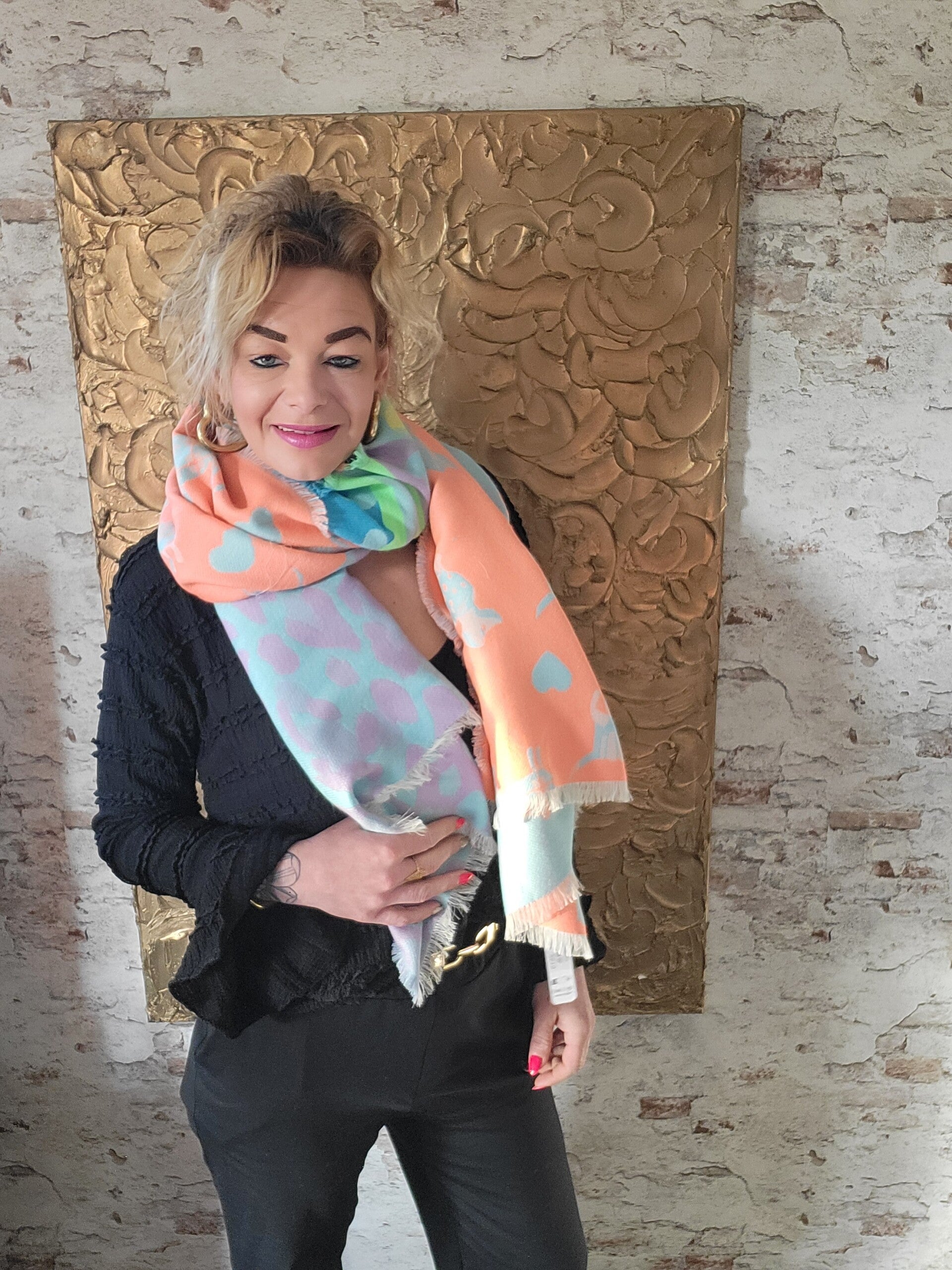 Sjaal met takkies blauw