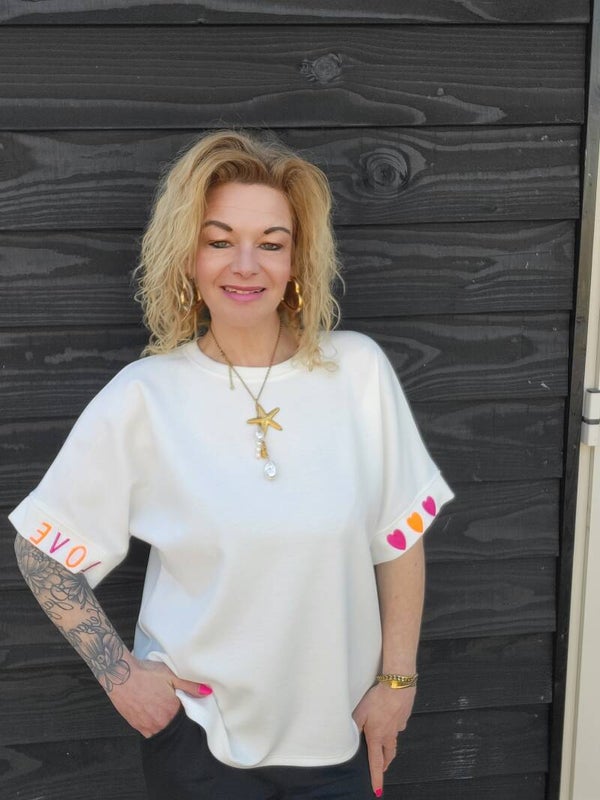 Shirt met love detail wit
