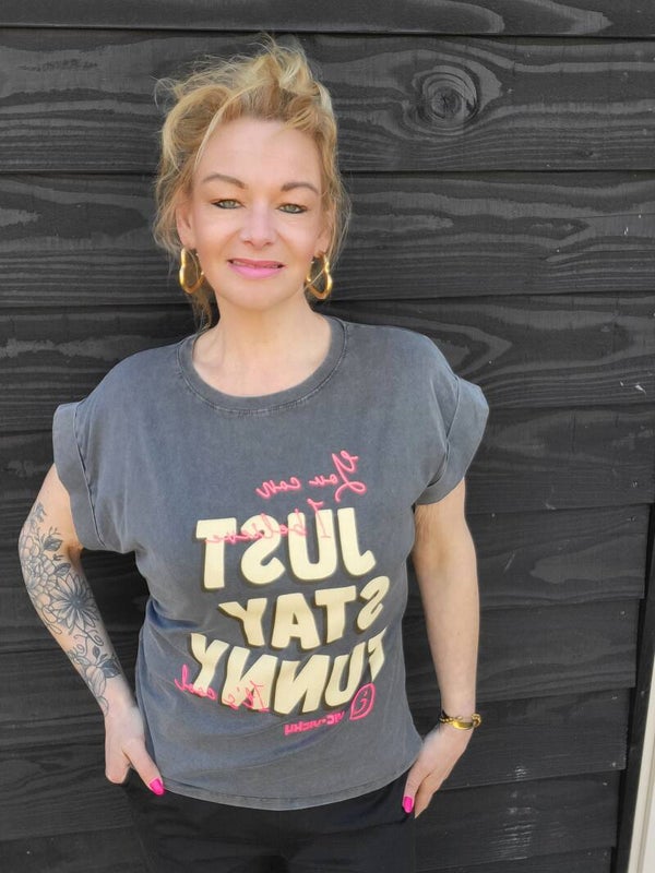 Shirt met tekst roze