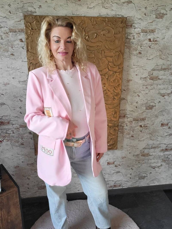 Blazer soft roze patches