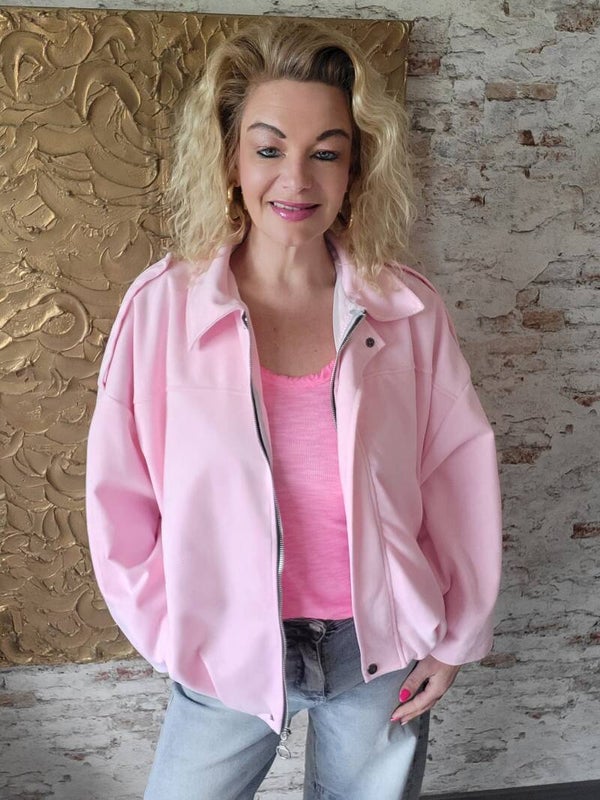 Ballon jacket suèdelook soft pink