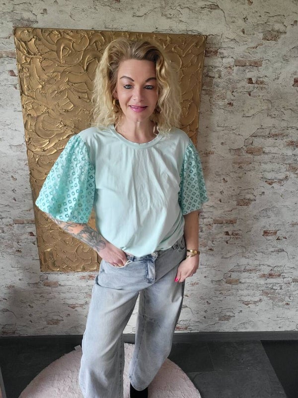 Shirt met pofmouw blauw