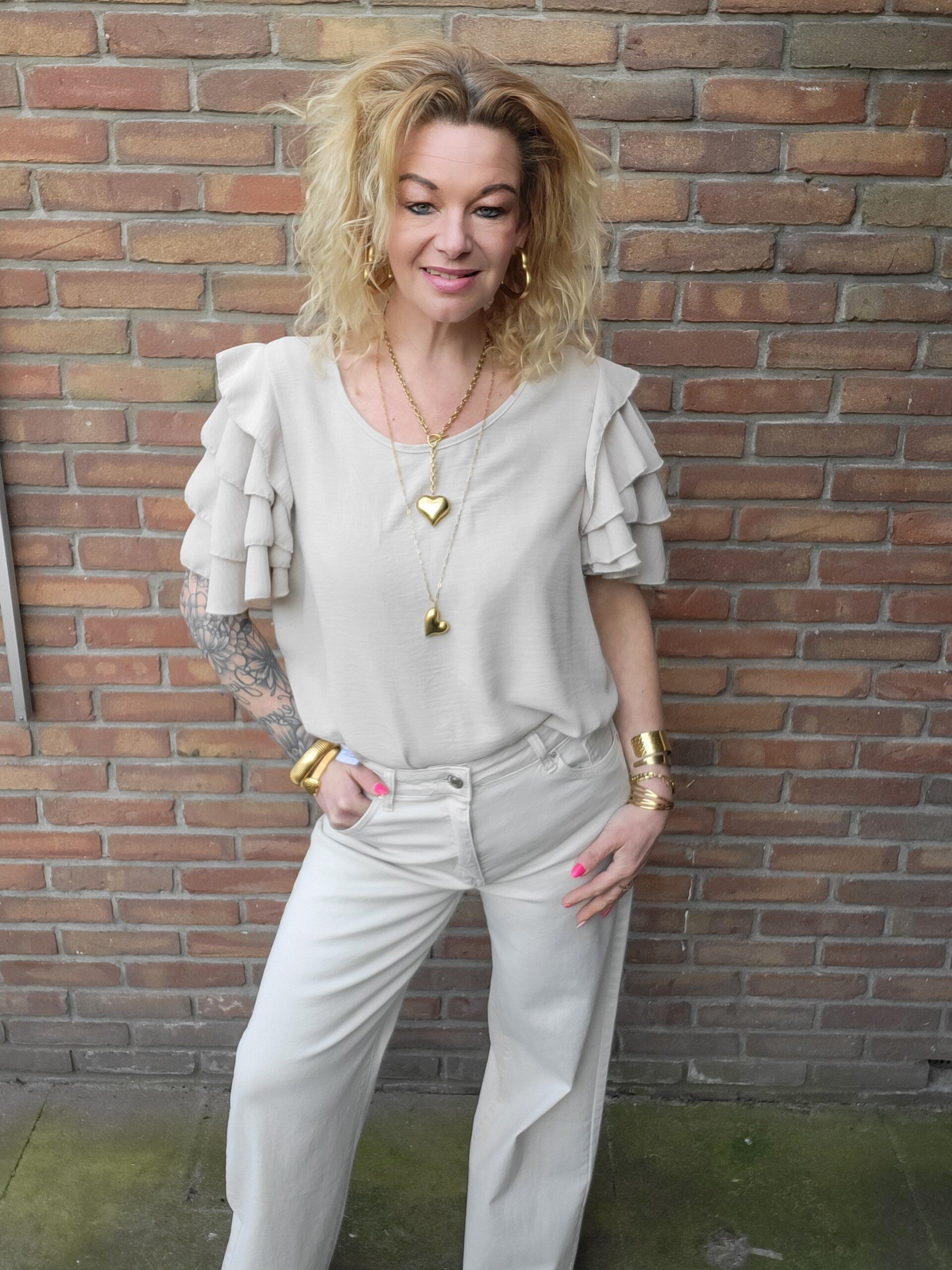 Goodies wide leg jeans beige