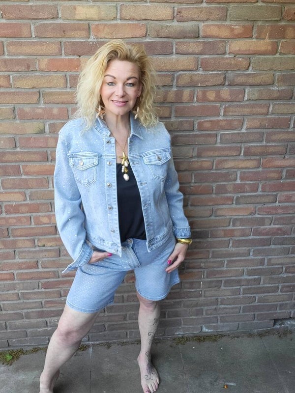 Karo korte broek strass