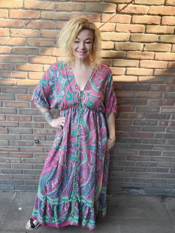 Jurk lang ibiza roze tinten