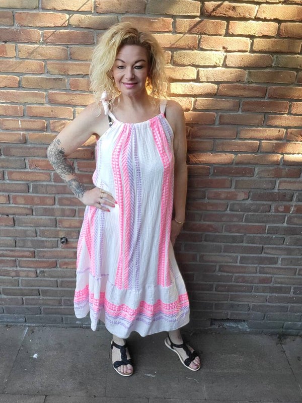 Jurk ibiza katoen lila roze