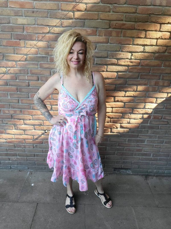 Jurk spaghetti ibiza roze