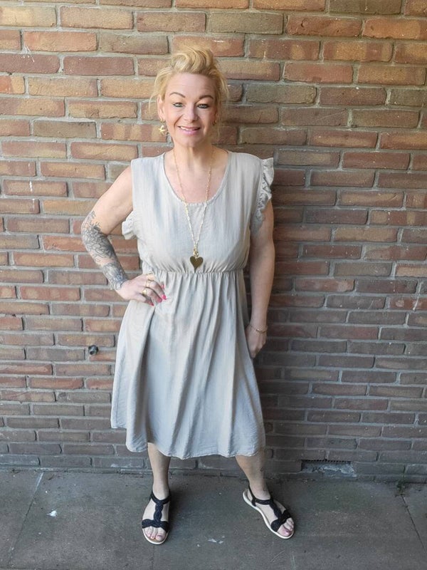 Jurk ruches taupe