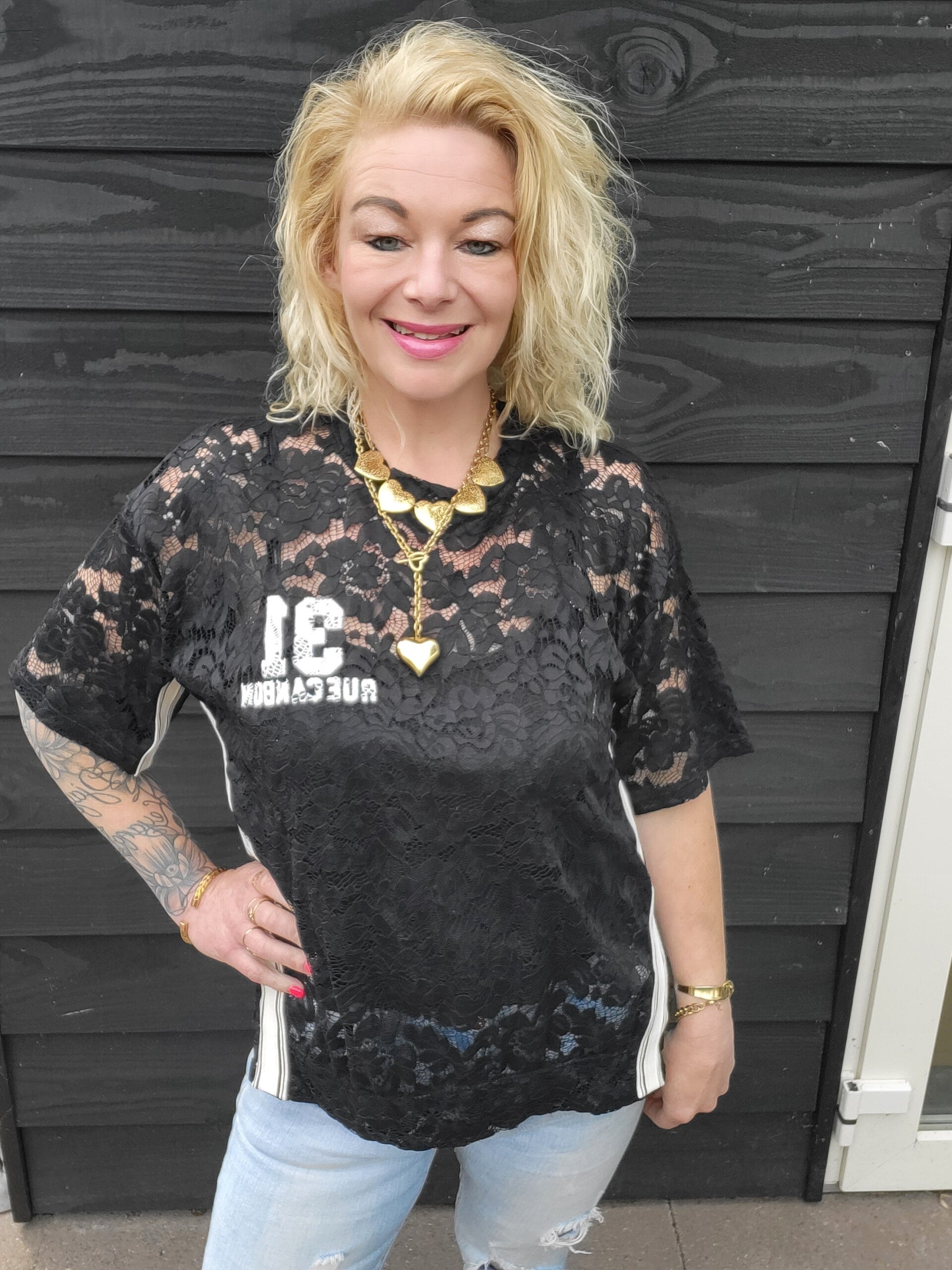 Shirt kant met bies zwart