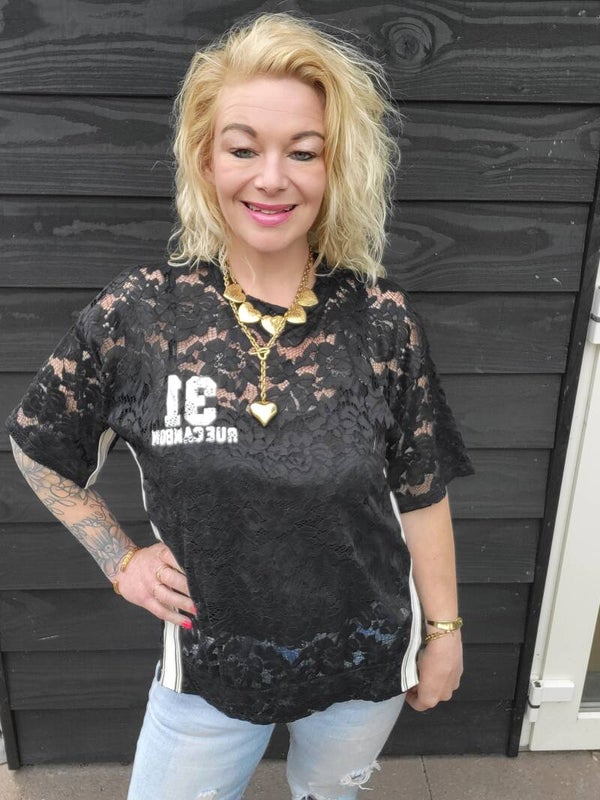 Shirt kant met bies zwart