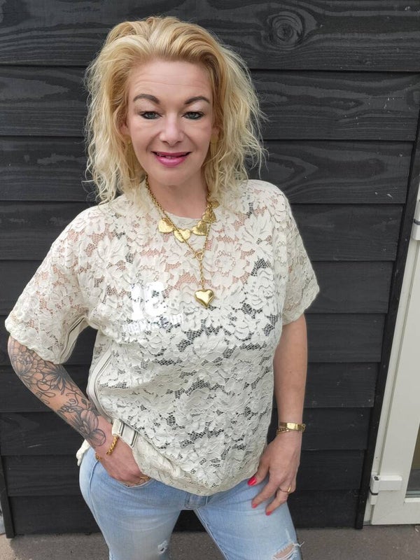 Shirt kant met bies beige