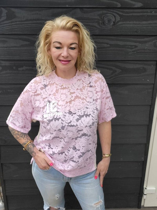 Shirt kant met bies roze