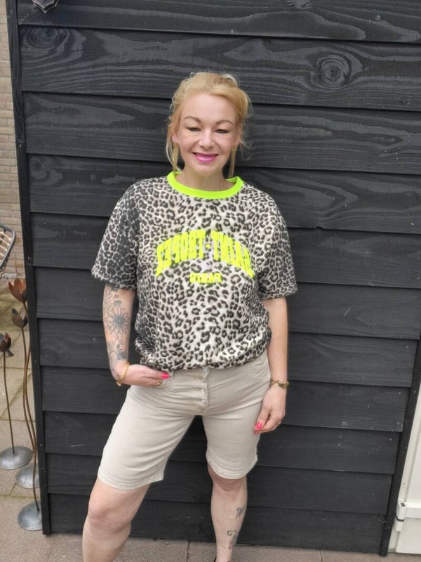 Panterprint shirt geel