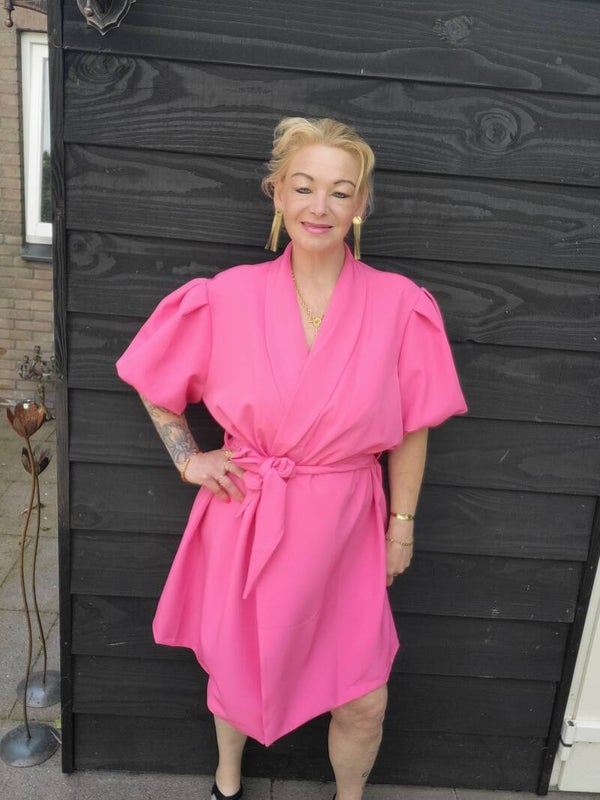 Jurk pofmouw roze