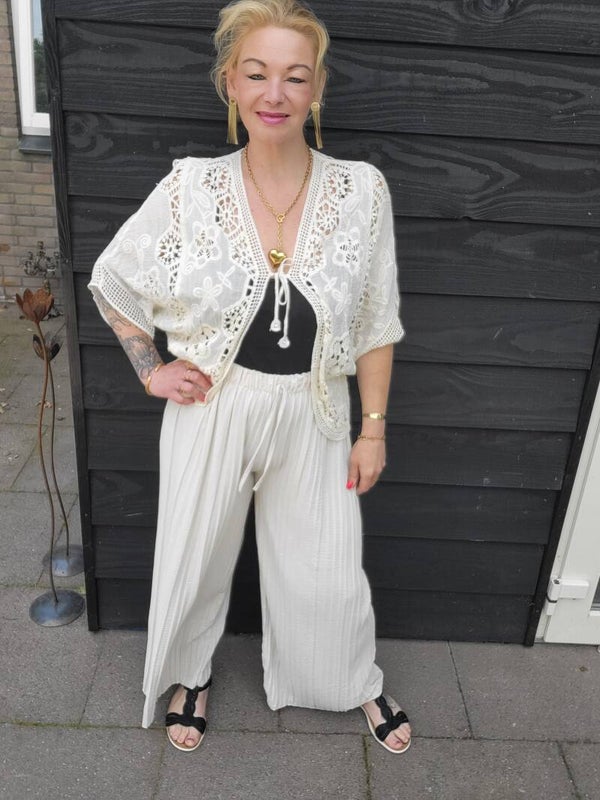Plissee broek beige