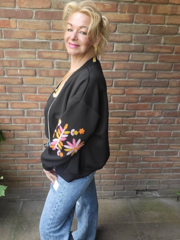 Vest borduur zwart