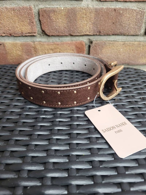 Riem suede studs bruin