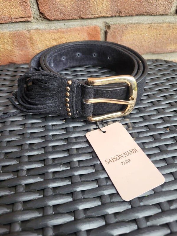 Riem met franjes zwart