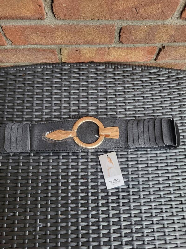 Elastische riem zwart goud