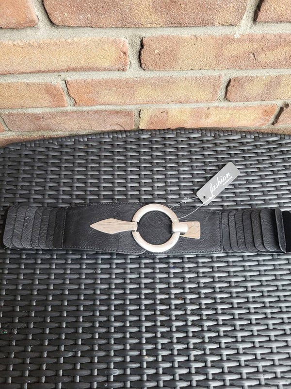 Elastische riem zwart zilver