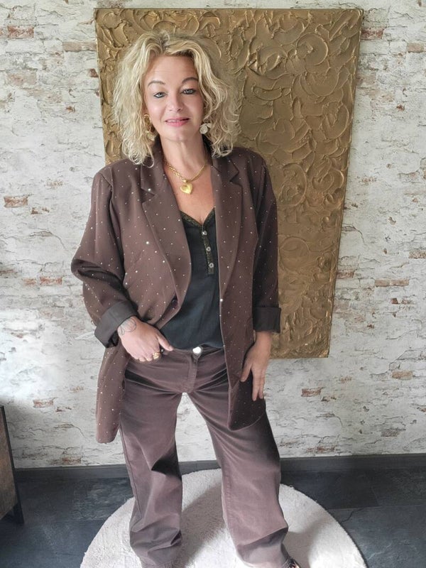 Blazer strass bruin