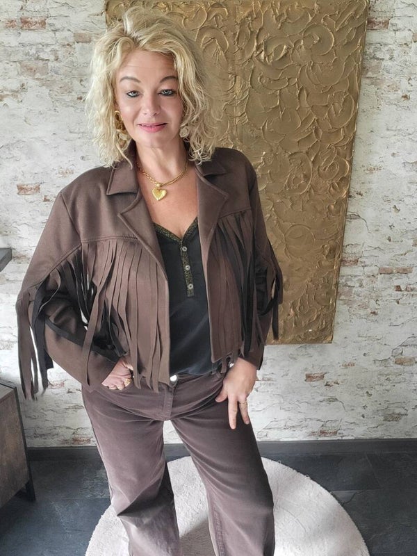 Jacket franje bruin
