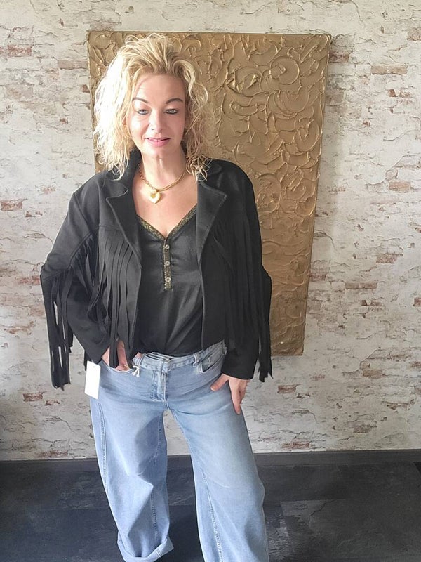 Jacket franje zwart