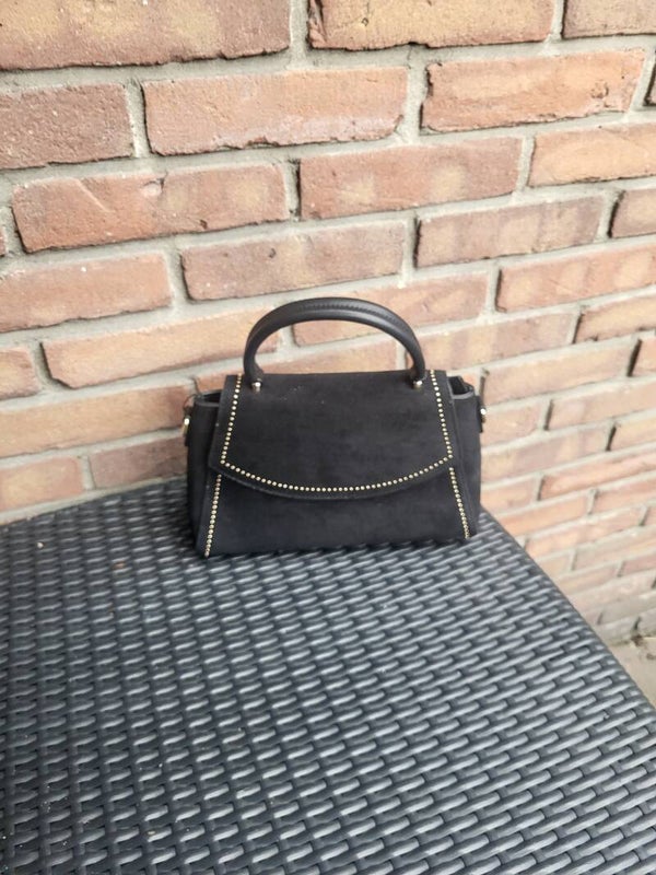 Handtas studs zwart met lange band