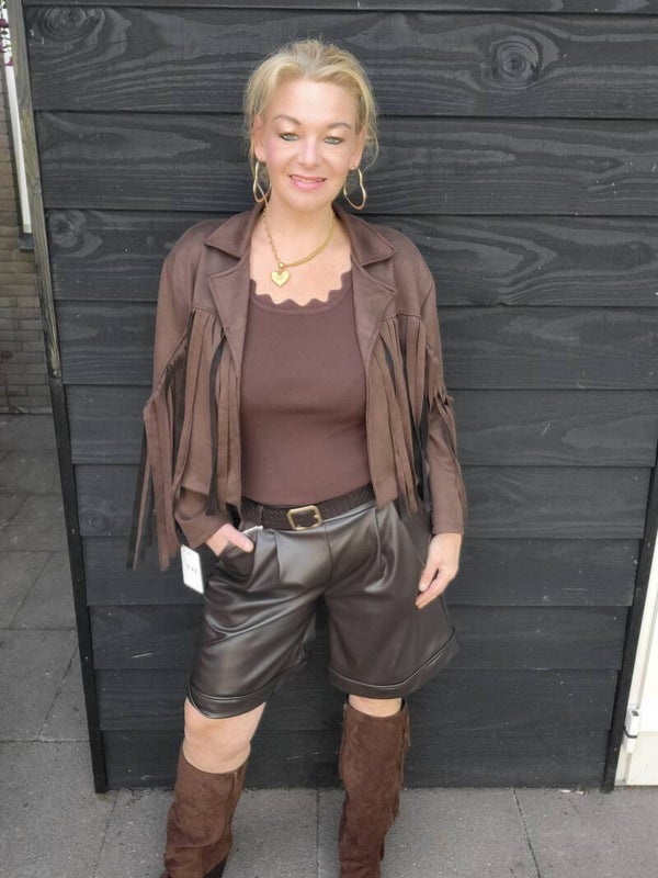 Pu leren korte broek