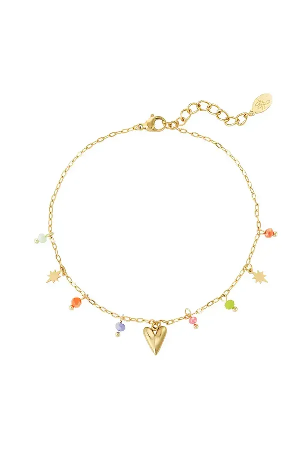 Enkelbandje colorful loving - goud