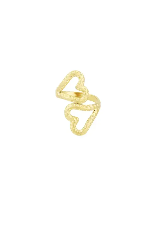 Double heart ring - Goud kleur Stainless Steel